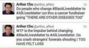 Do people who change #BlackLivesMatter to #AllLivesMatter run through a cancer fundraiser going, 
